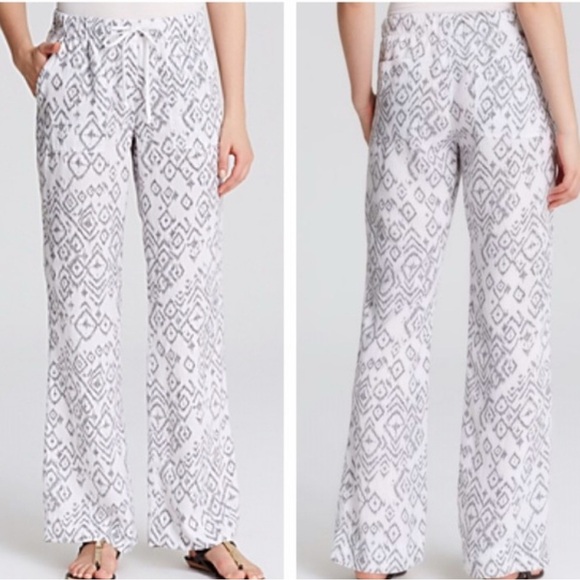 Bella Dahl Blue White Easy Pocket Wide Leg Pants Size Small - Picture 12 of 13